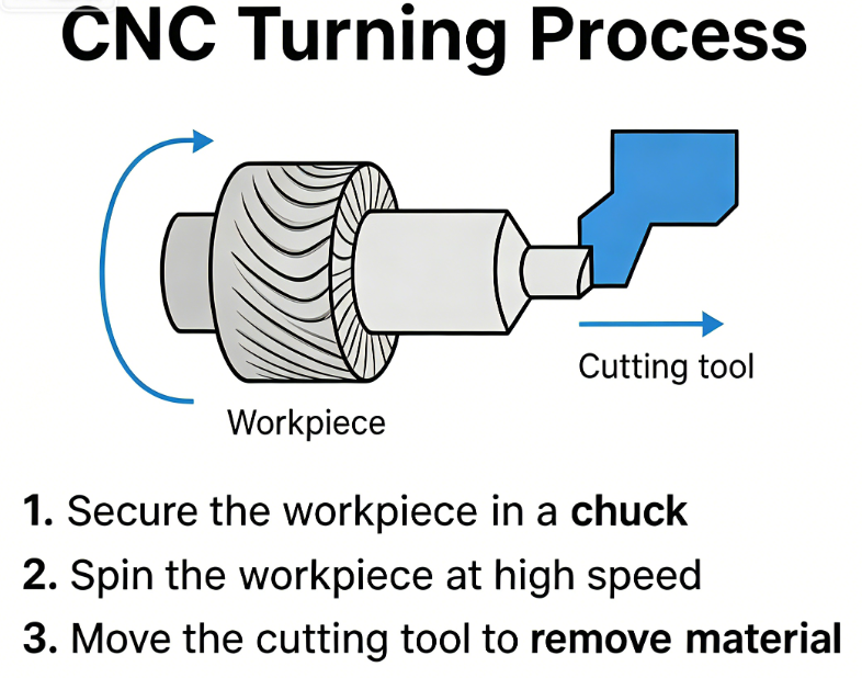 CNC Turning precision machining service for rotational components.